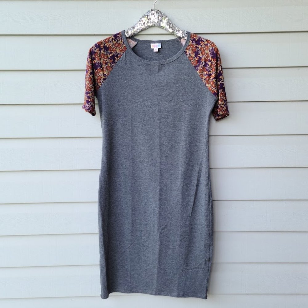 LuLaRoe Julia with floral sleeves